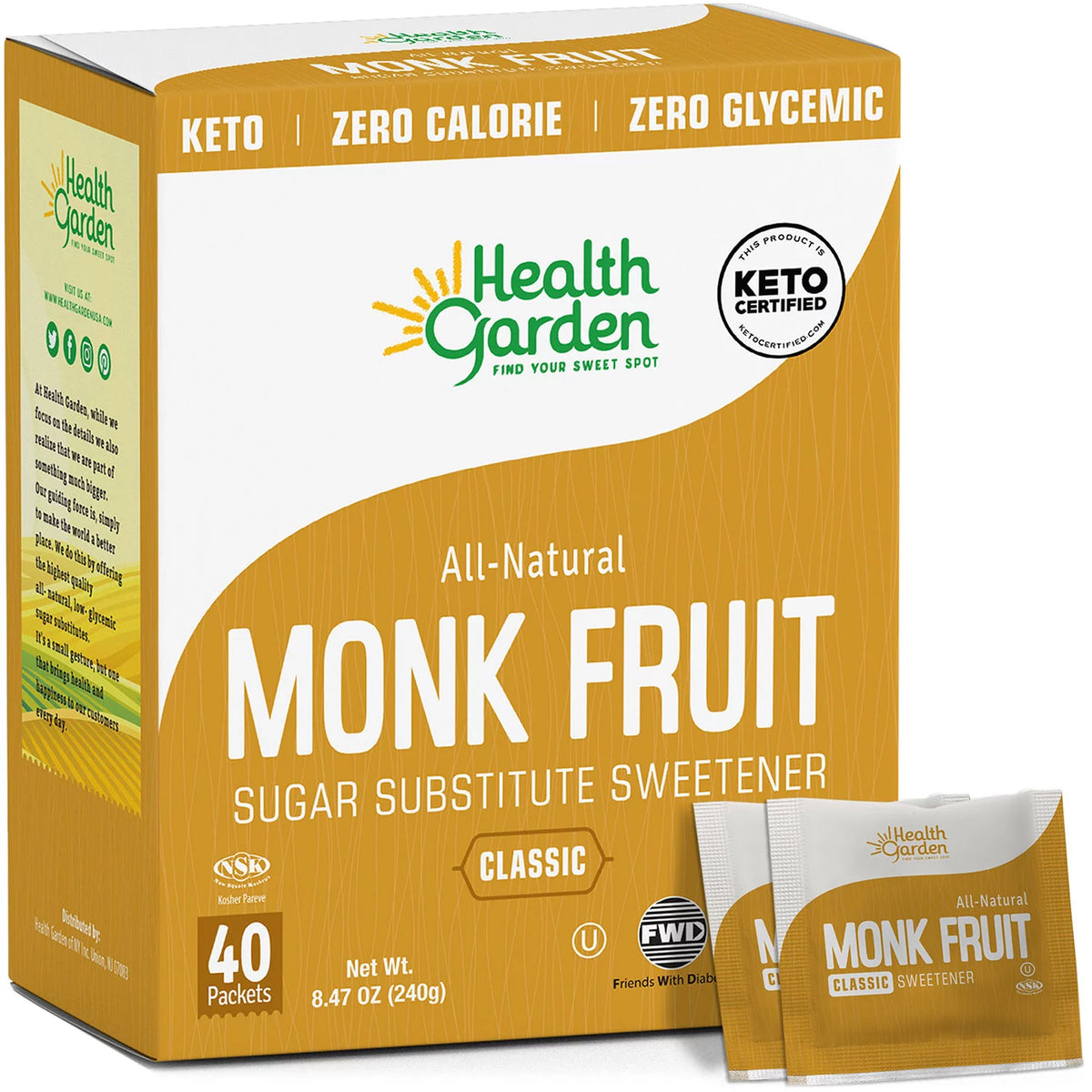 Health Garden Monk Fruit Sweetener, 40 ea