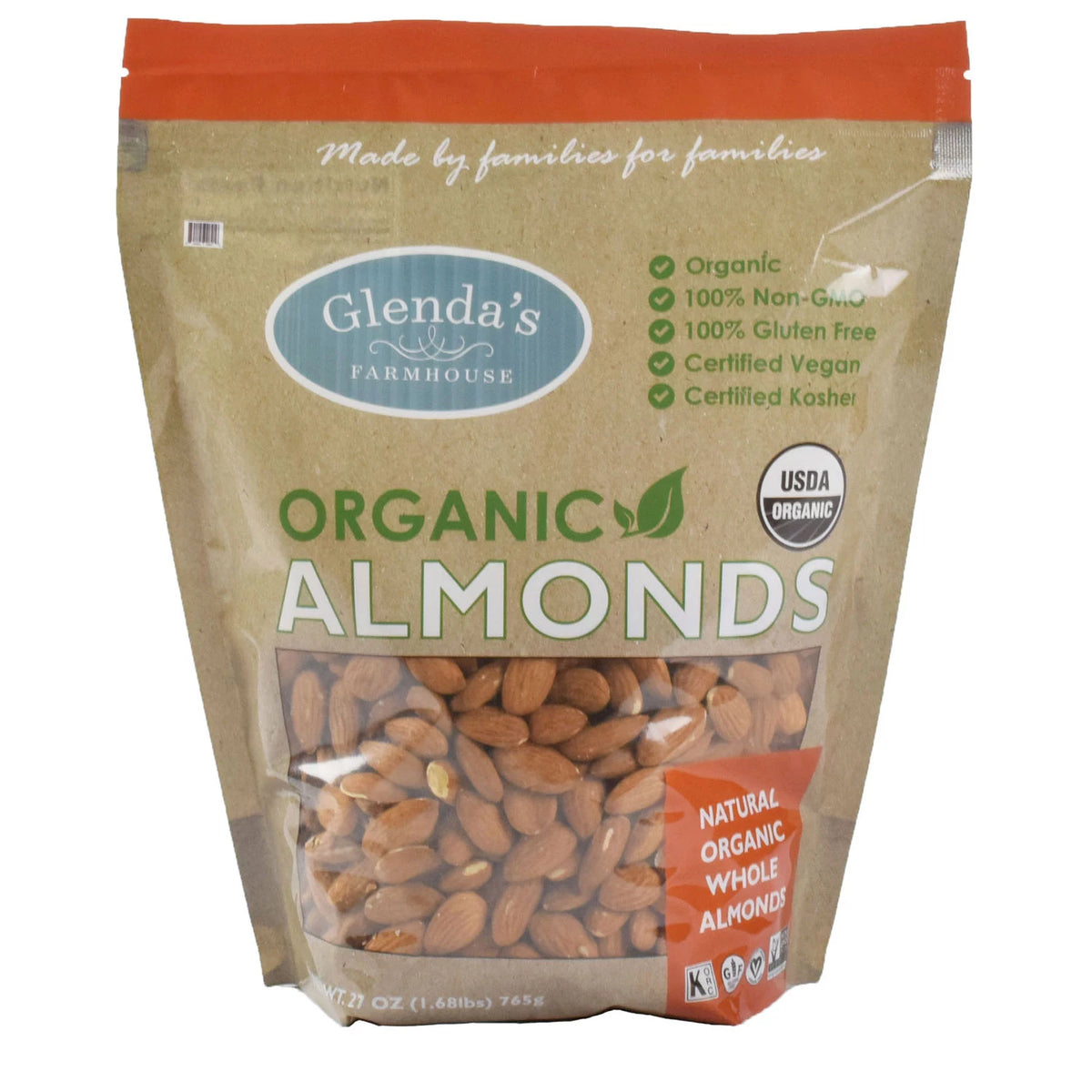 Glenda's Farmhouse Organic Almonds, 27 oz