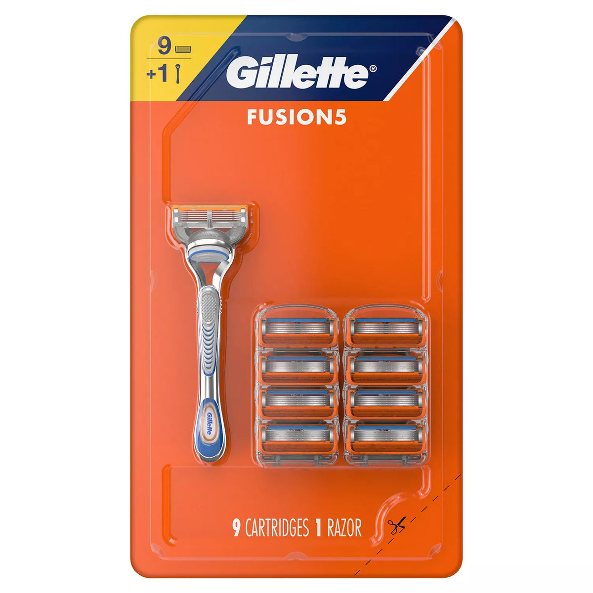 Gillette Fusion5 Men's Razor Handle + 9 Blade Refills, 1 ea
