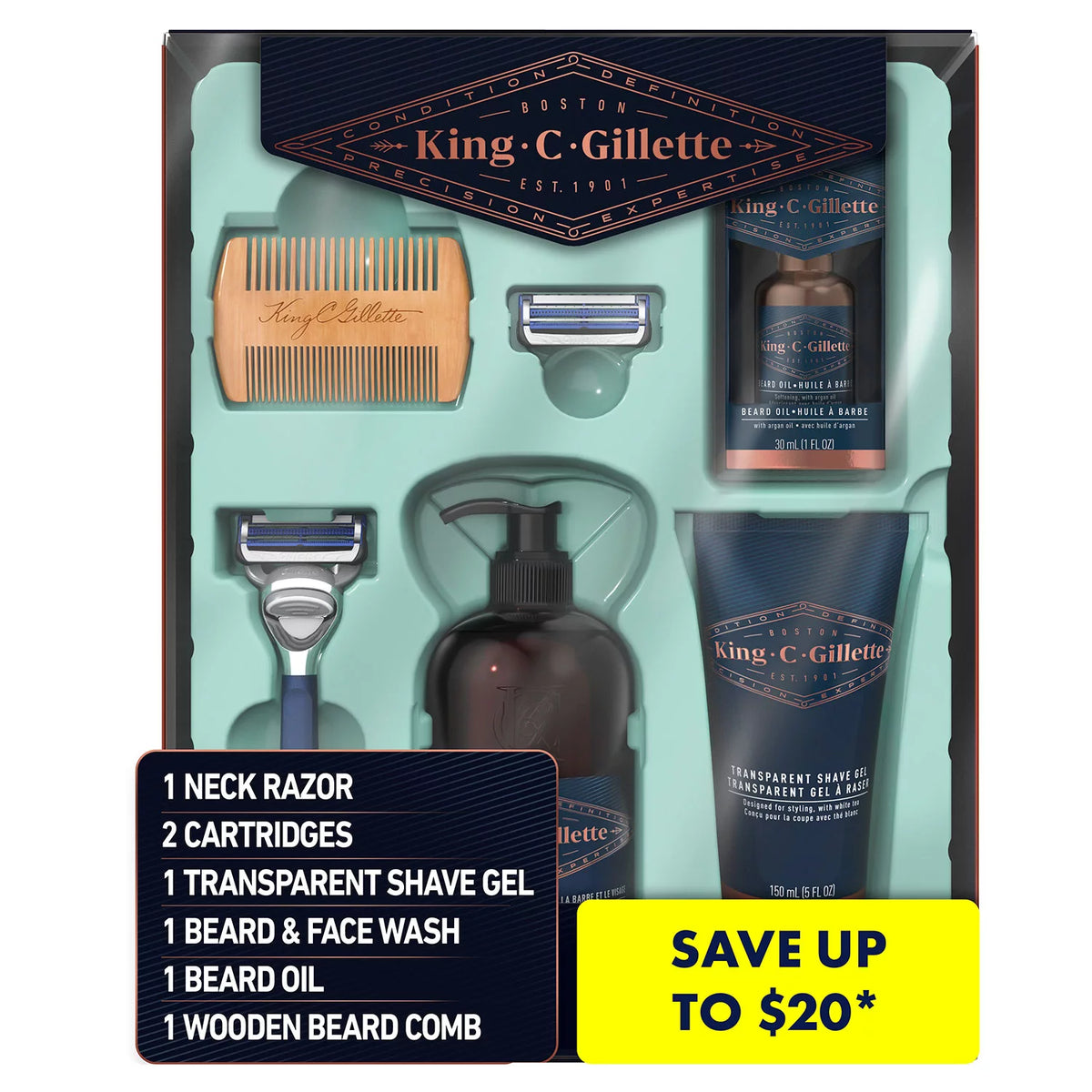 King C. Gillette Shave Care for Men Beard Care Kit, 1 ea