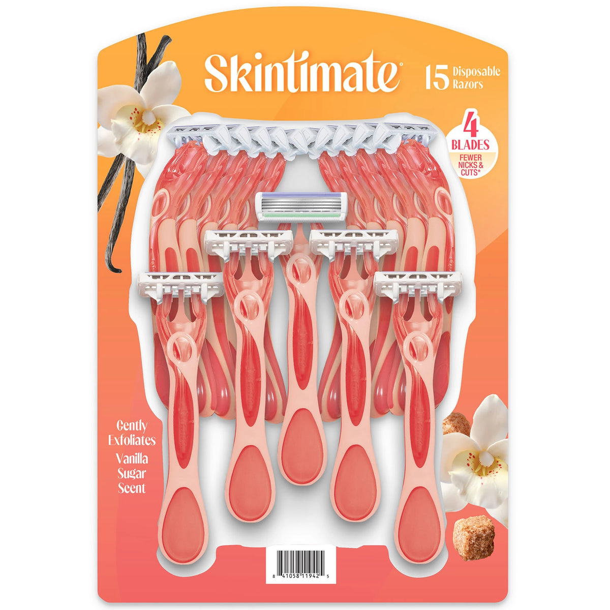 Skintimate Vanilla Sugar Disposable Razor Pack, 15 ea