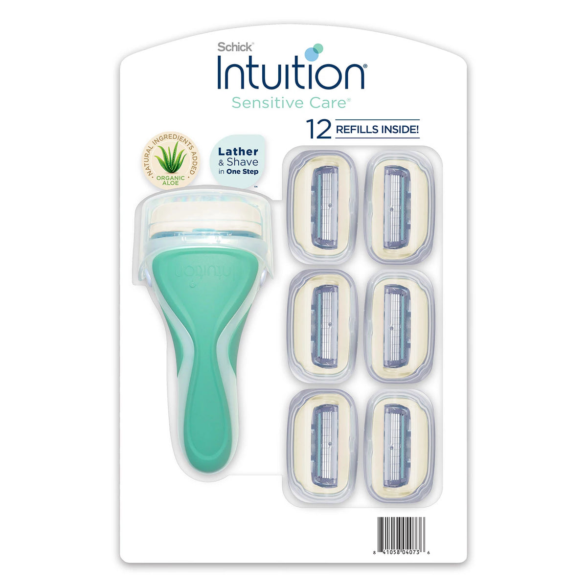 Schick Intuition Sensitive Care Razor Handle With 12 Cartridges, 1 ea