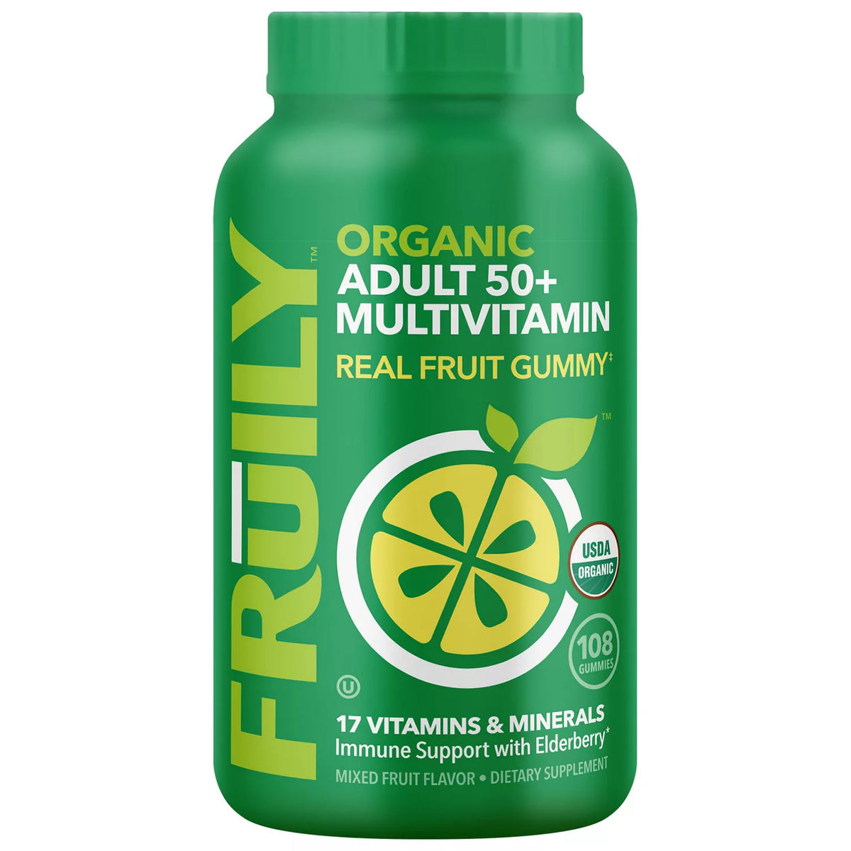 Fruity Organic Adult 50+ Real Fruit Gummy Multivitamin, 108 ea