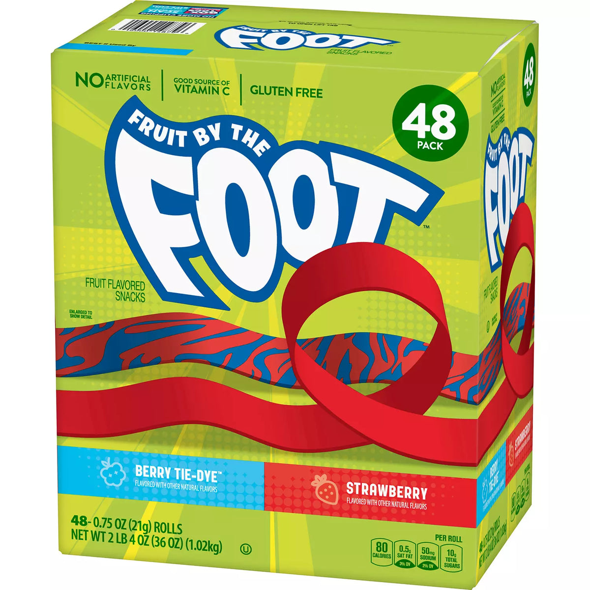 Fruit by the Foot Variety Pack, Berry Tie-Dye and Strawberry, 48 ea