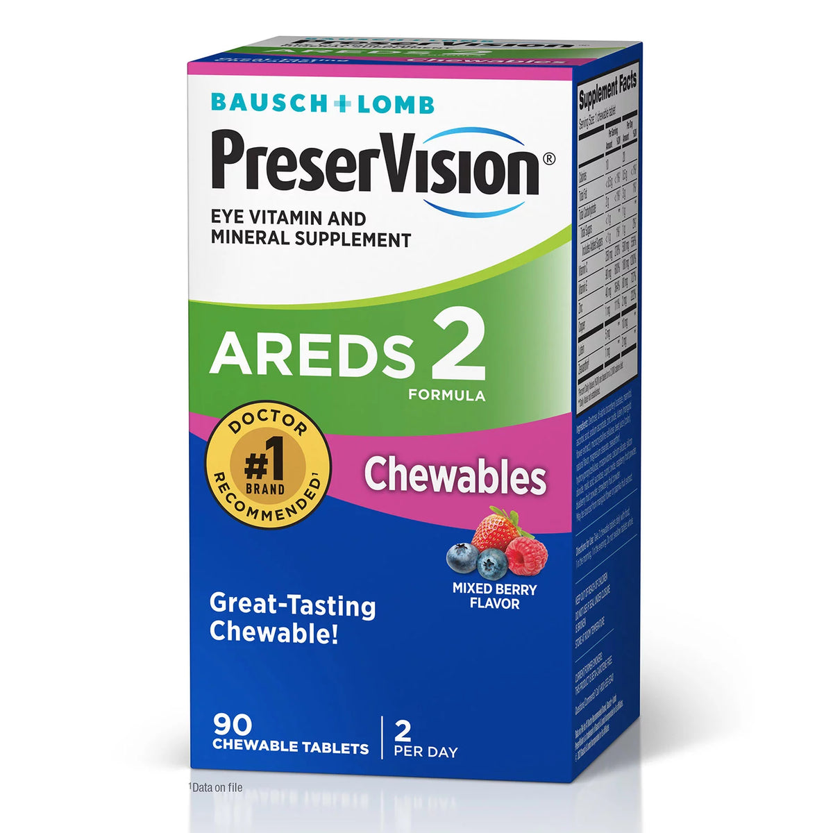 Bausch + Lomb PreserVision Eye Vitamin & Mineral AREDS2 Chewables, 90 ea