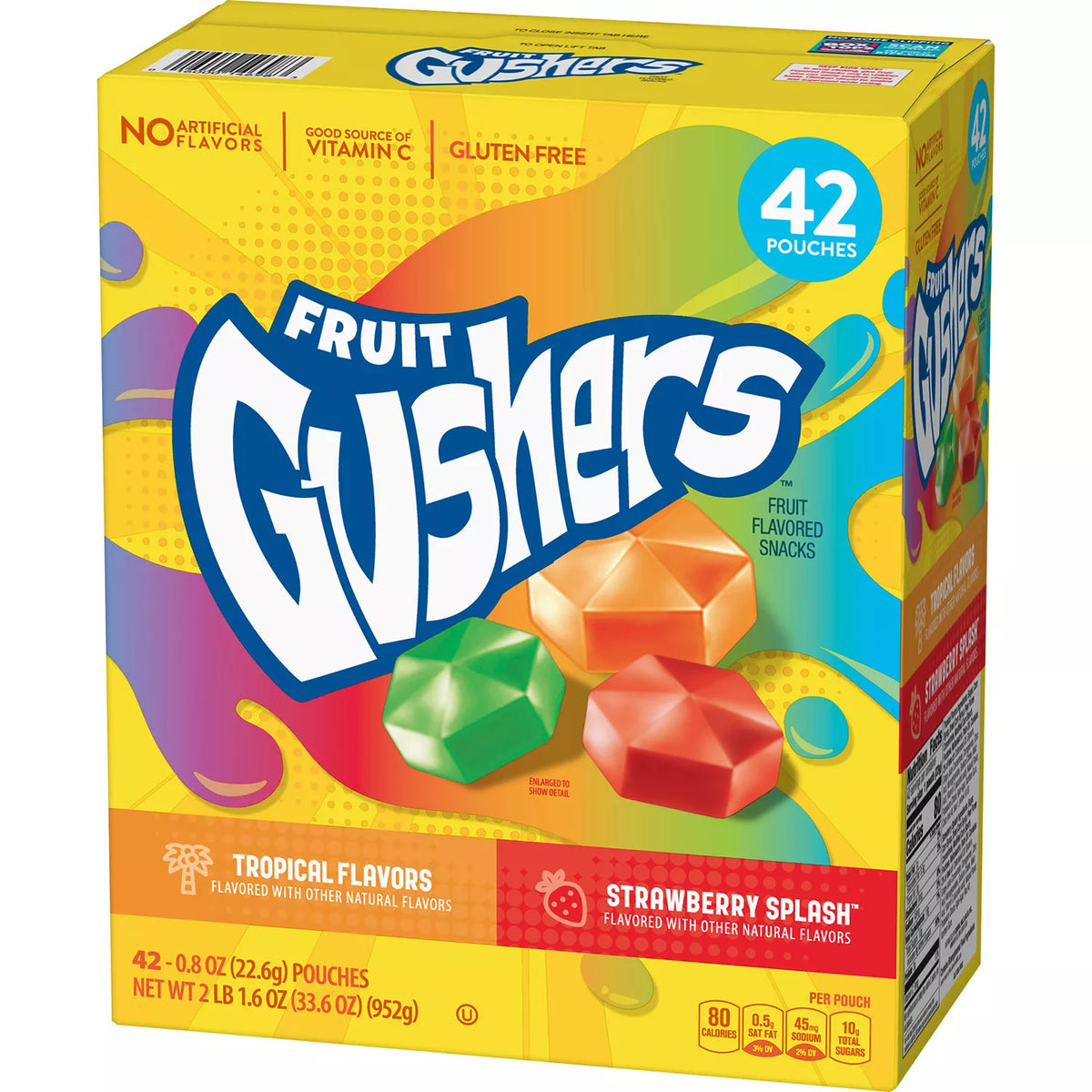 Fruit Gushers Pack, Strawberry Splash and Tropical Flavors, 42 ea