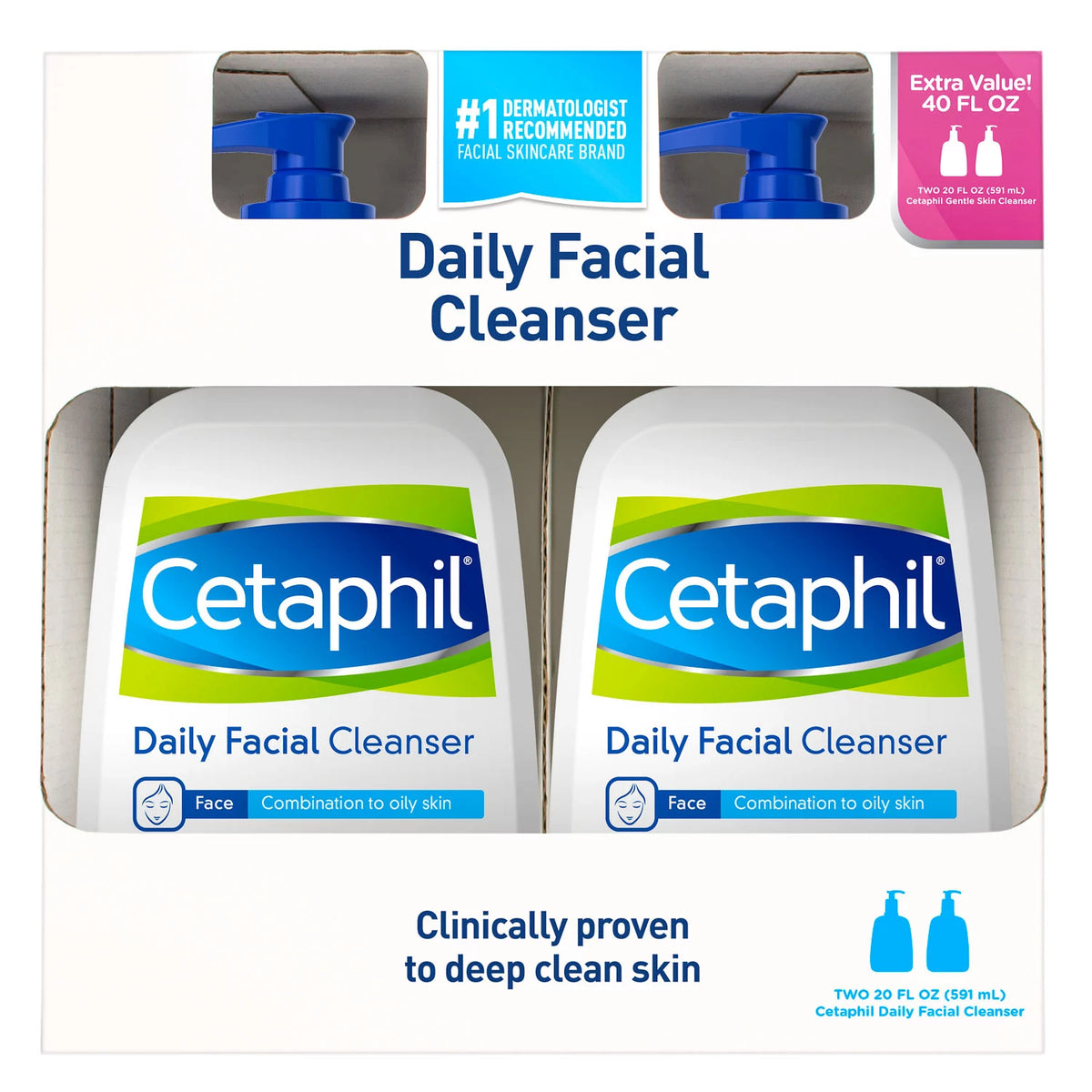 Cetaphil Daily Facial Cleanser Pack, 2 ea