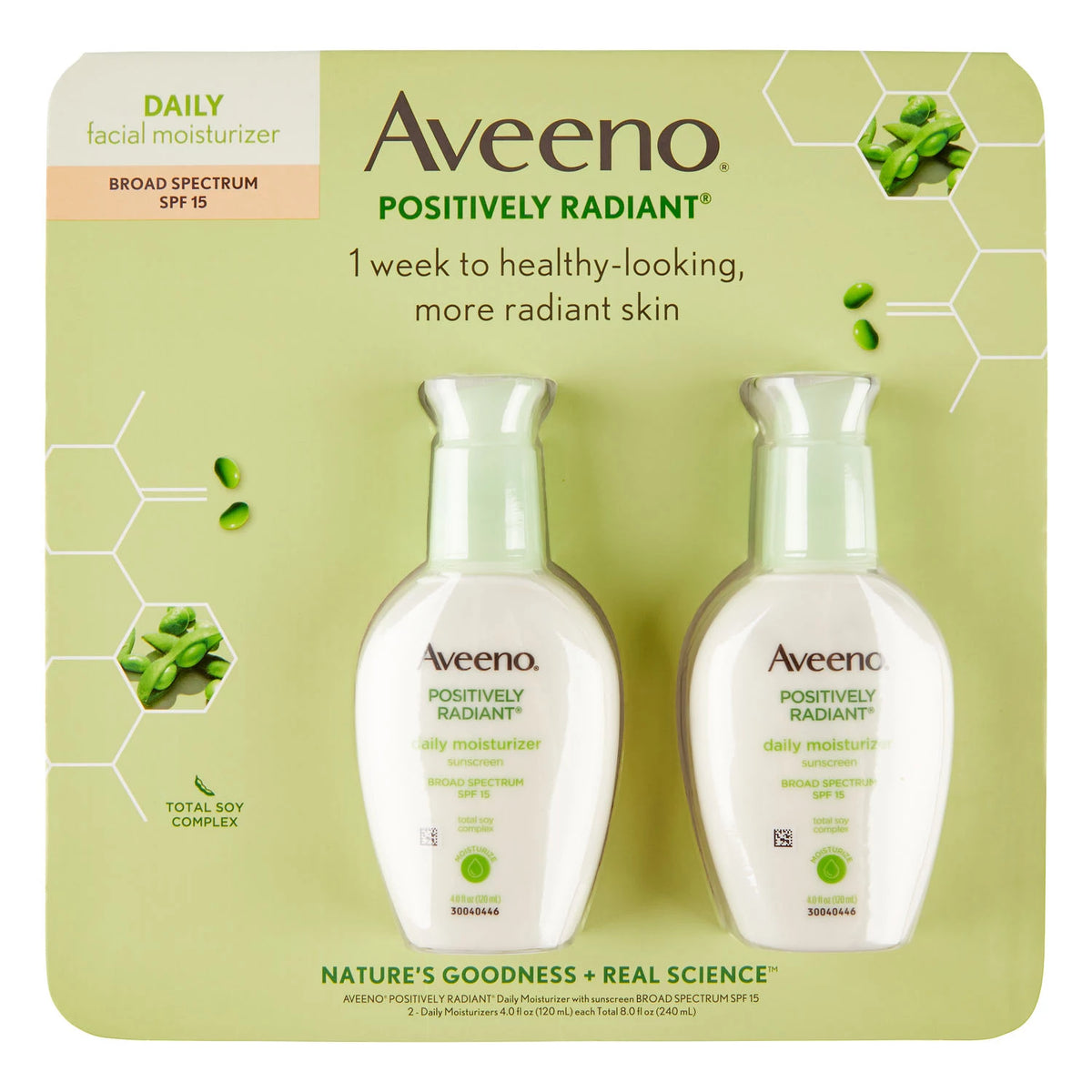 Aveeno Positively Radiant Daily Moisturizer, SPF 15, 2 ea