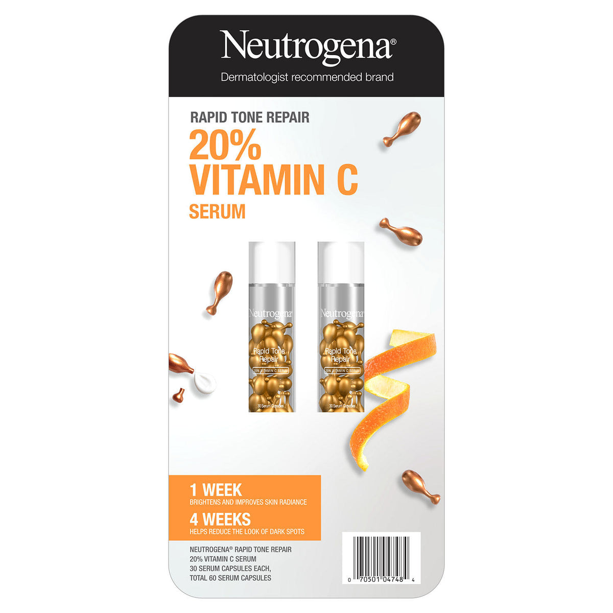 Neutrogena Rapid Tone Repair 20% Vitamin C Serum, 2 ea