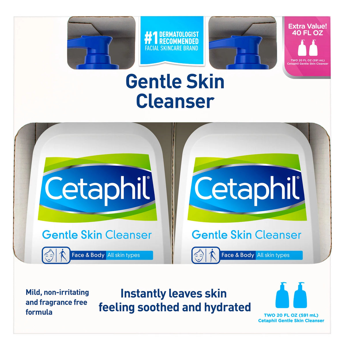 Cetaphil Gentle Skin Cleanser Pack, 2 ea