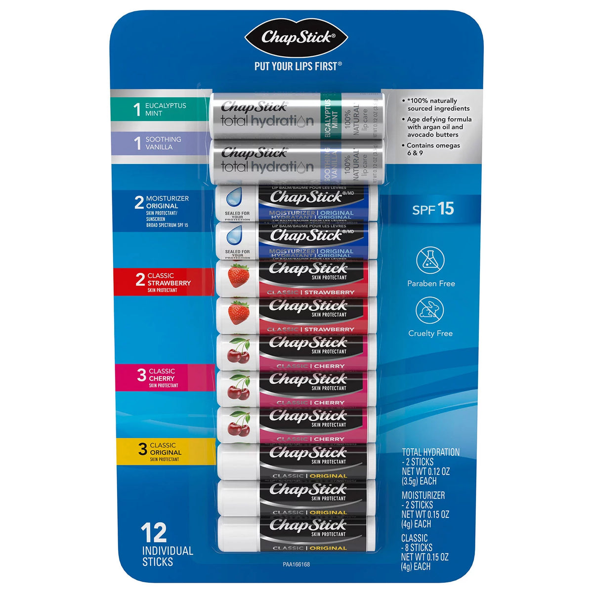 ChapStick Variety Pack, Classic Original Flavors, 12 ea