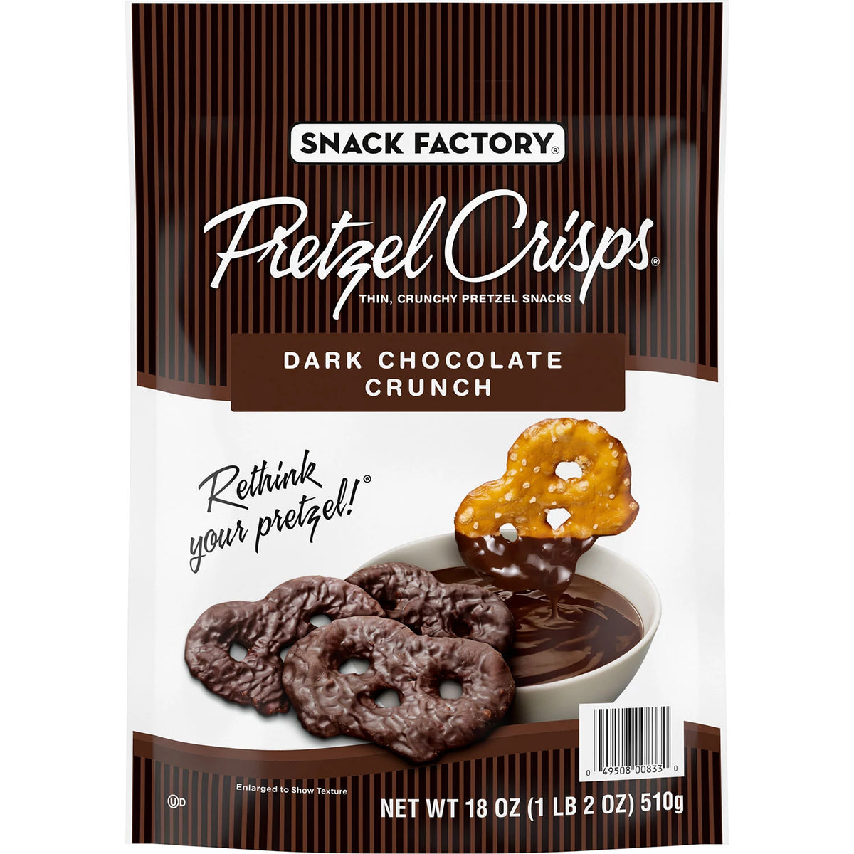 Snack Factory Pretzel Crisps, Dark Chocolate Crunch, 18 oz