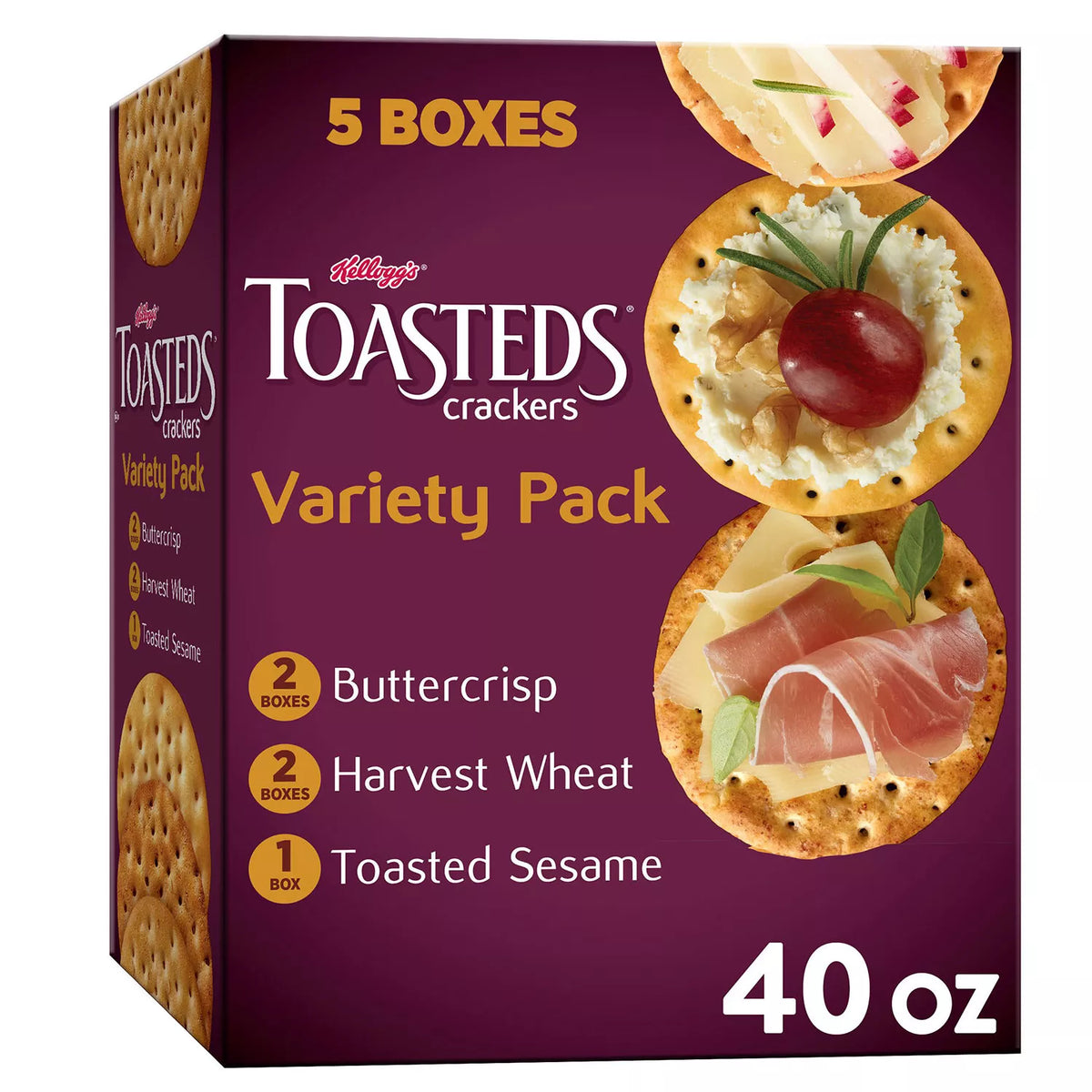 Kellogg's Toasteds Crackers Variety Pack, 5 ea