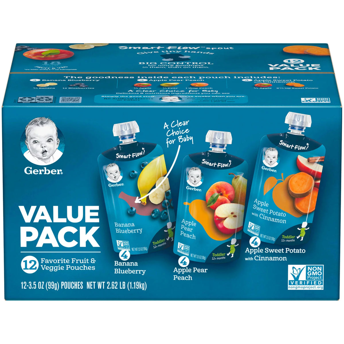 Gerber Toddler Pouch Variety Pack, 12 ea