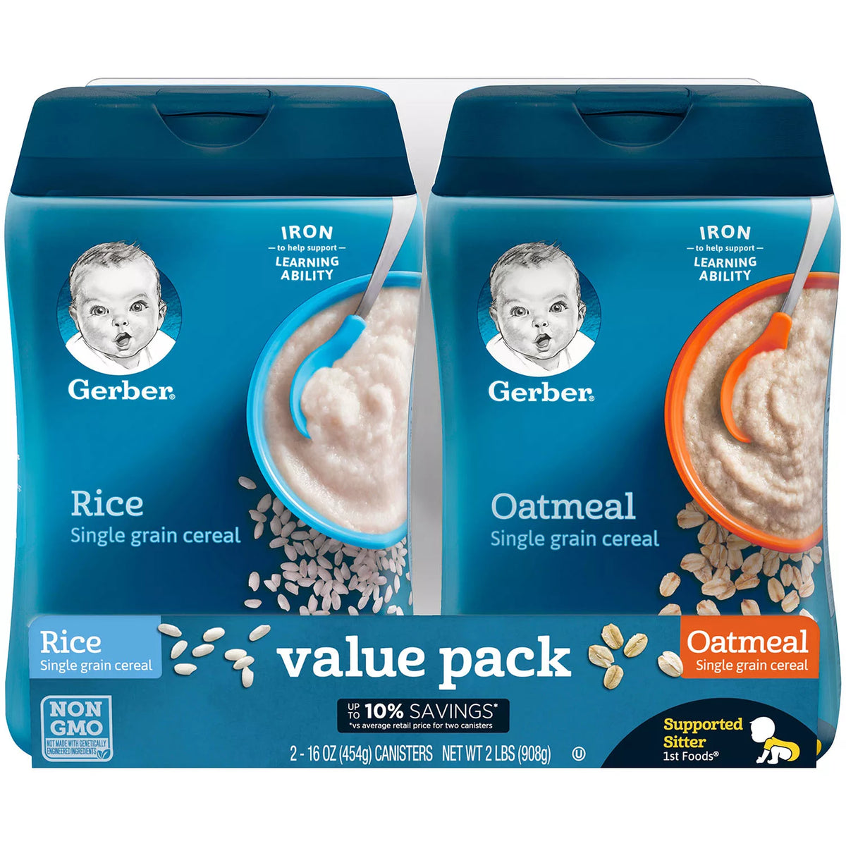 Gerber Rice and Oatmeal Infant Cereal Twin Pack, 2 ea