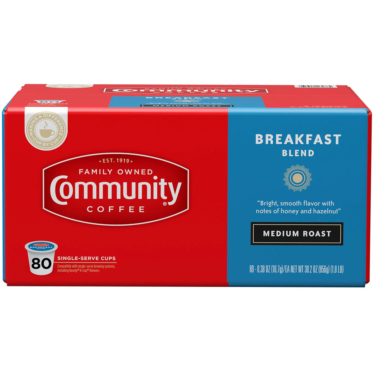 Community Coffee Single Serve Cups, Breakfast Blend, 80 ea