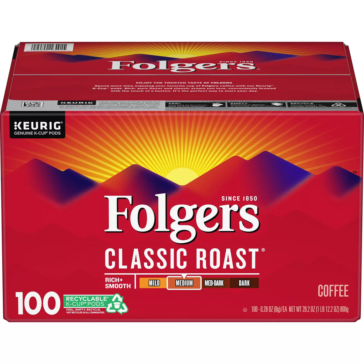 Folgers Classic Roast Coffee K-Cups, 100 ea