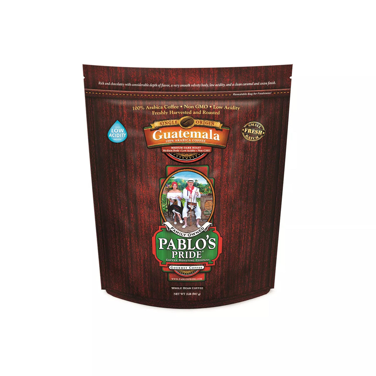 Pablo's Pride Gourmet Coffee Bag, Whole Bean, Guatemala, 1 ea