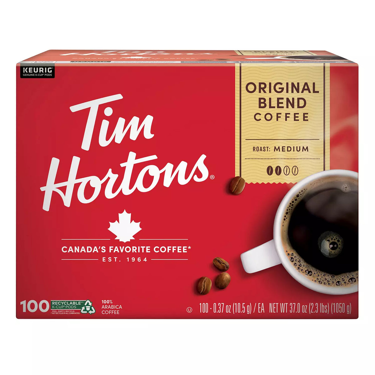 Tim Hortons Original Blend Premium Coffee, 100 ea