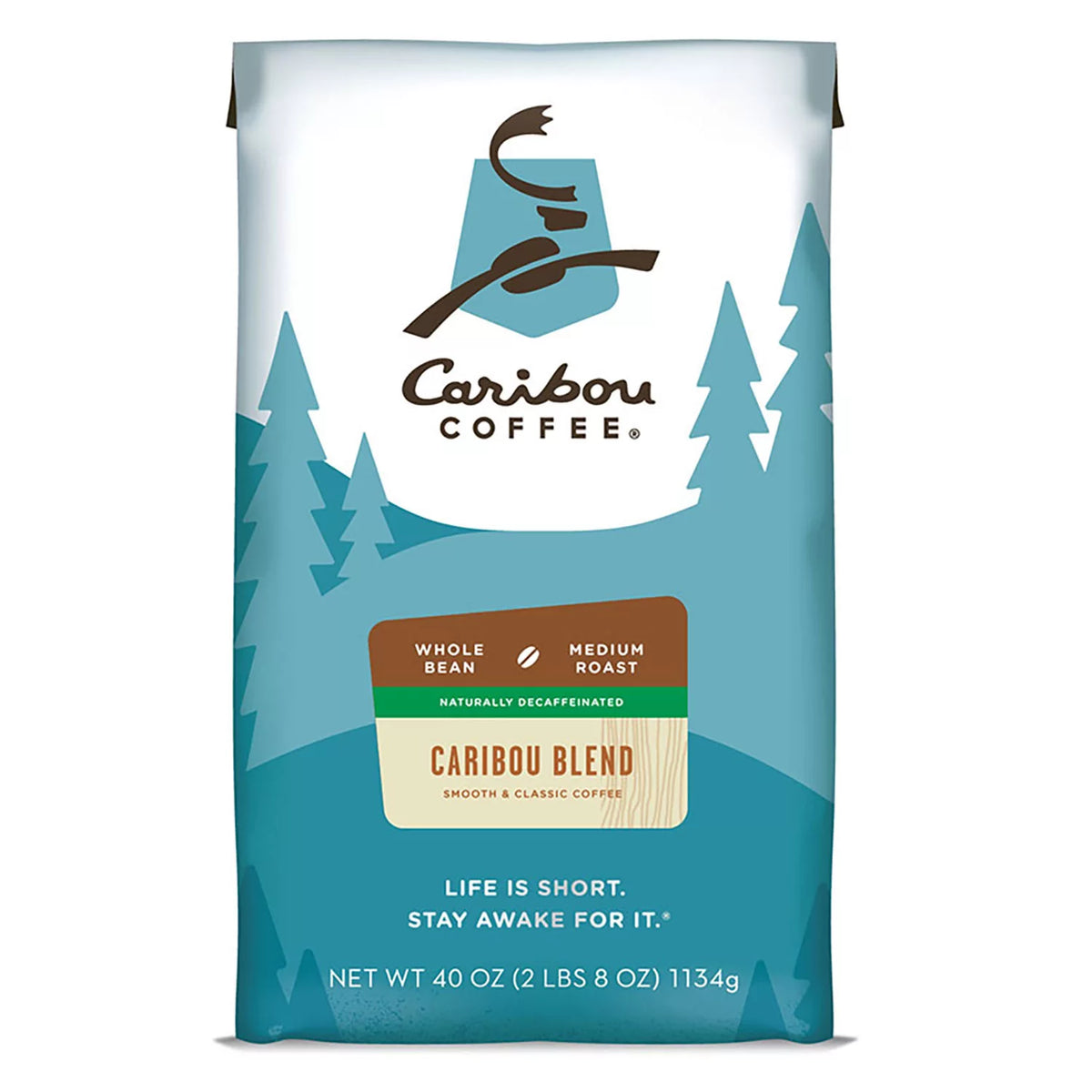Caribou Coffee Whole Bean Bag, Decaf Caribou Blend, 40 oz