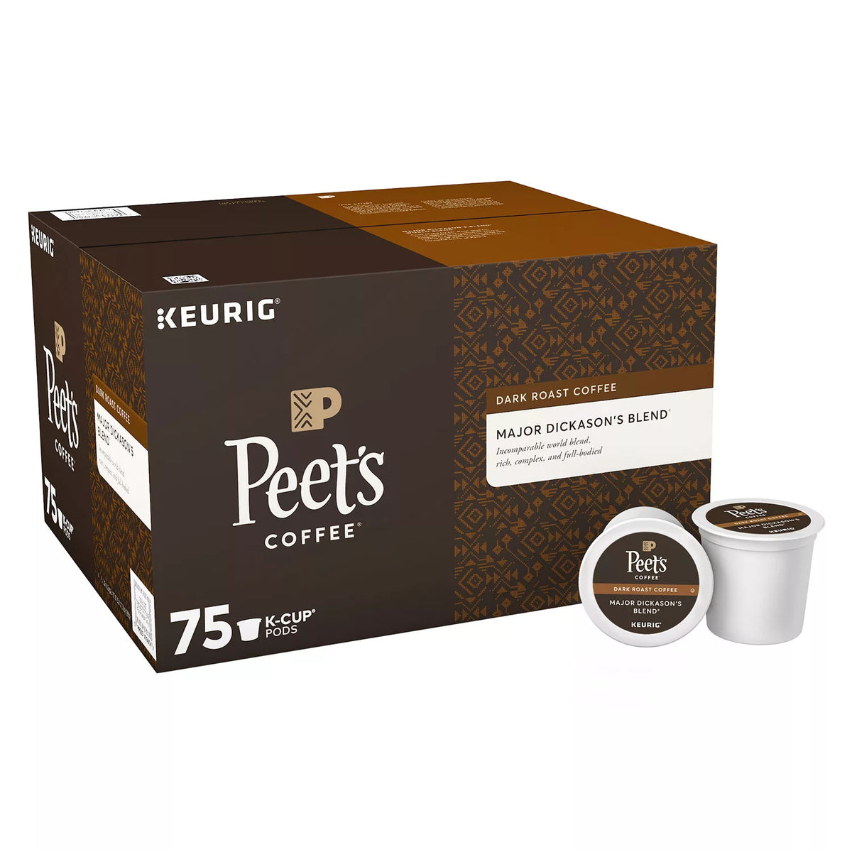 Peet's Coffee Major Dickason's Blend K-Cups, Dark Roast, 75 ea