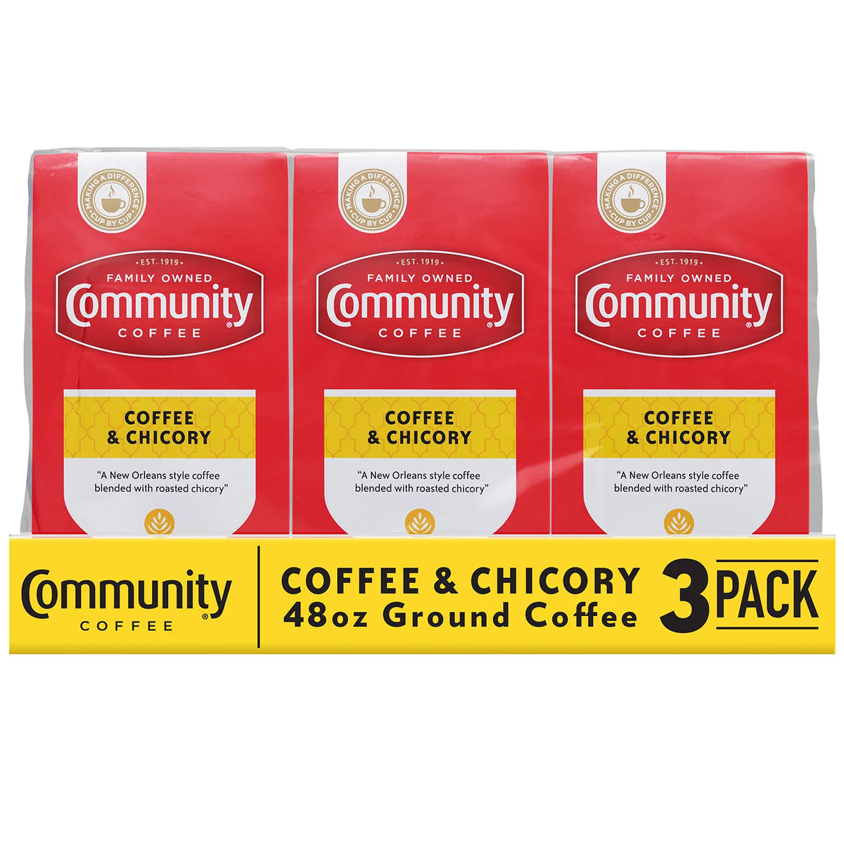 Community Coffee and Chicory Ground Coffee Pack, 3 ea