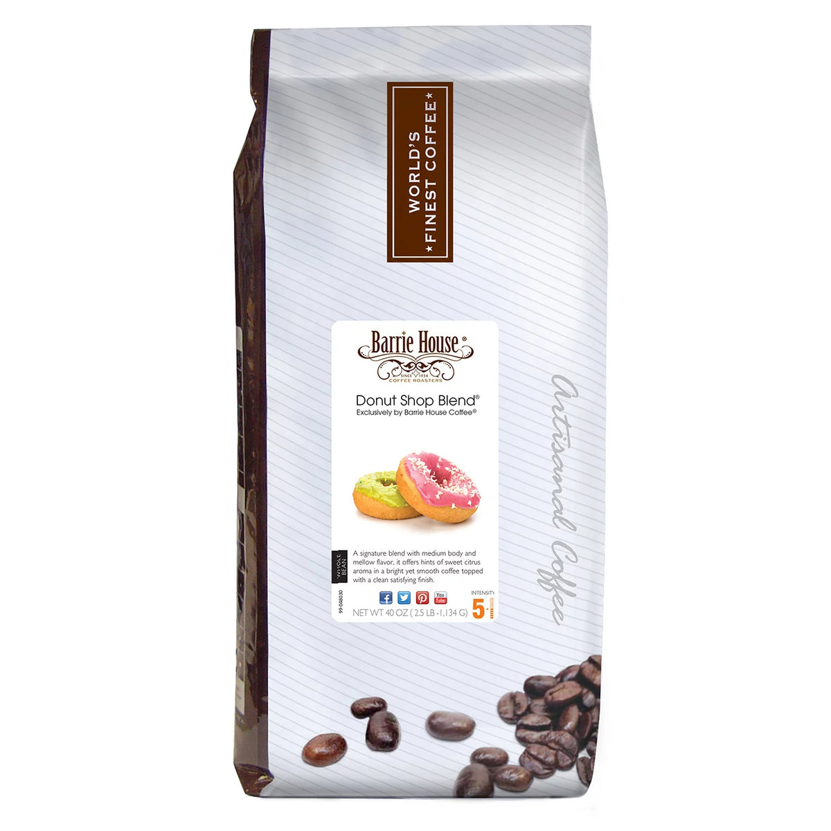 Barrie House Whole Bean Coffee, Donut, 40 oz