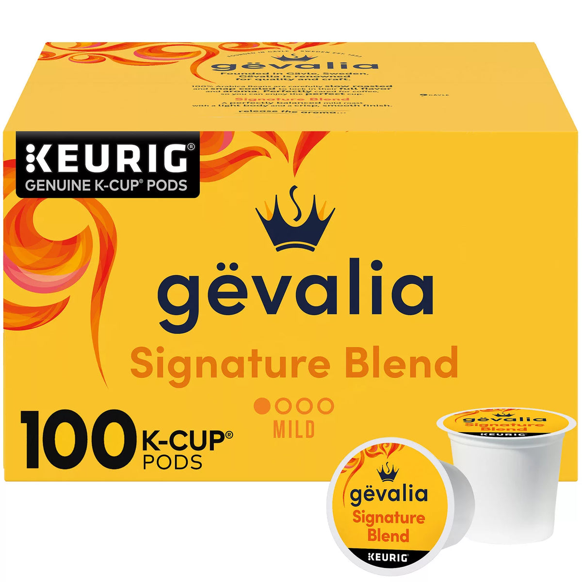 Gevalia Mild Light Roast K-Cup Coffee Pods, Signature Blend, 100 ea