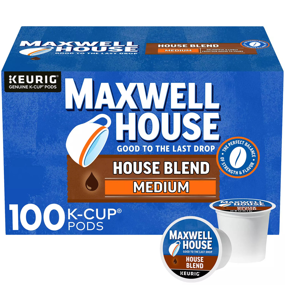 Maxwell House House Blend Medium Roast K-Cup Coffee Pods, 100 ea