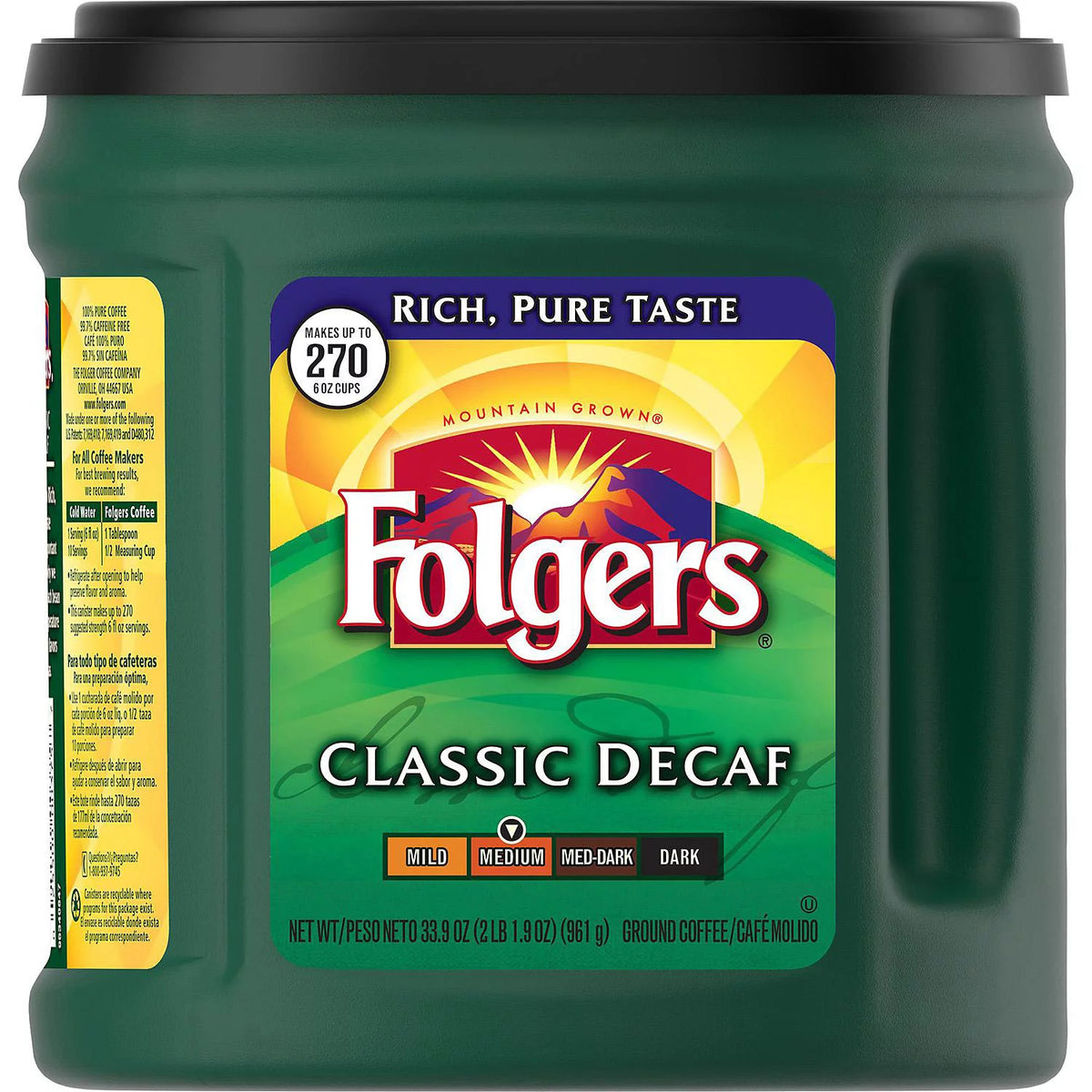Folgers Decaffeinated Classic Roast Coffee, 33.9 oz