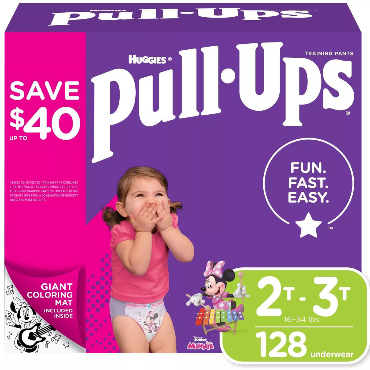 Huggies Pull-Ups Training Pants for Girls, 2T-3T, 128 ea