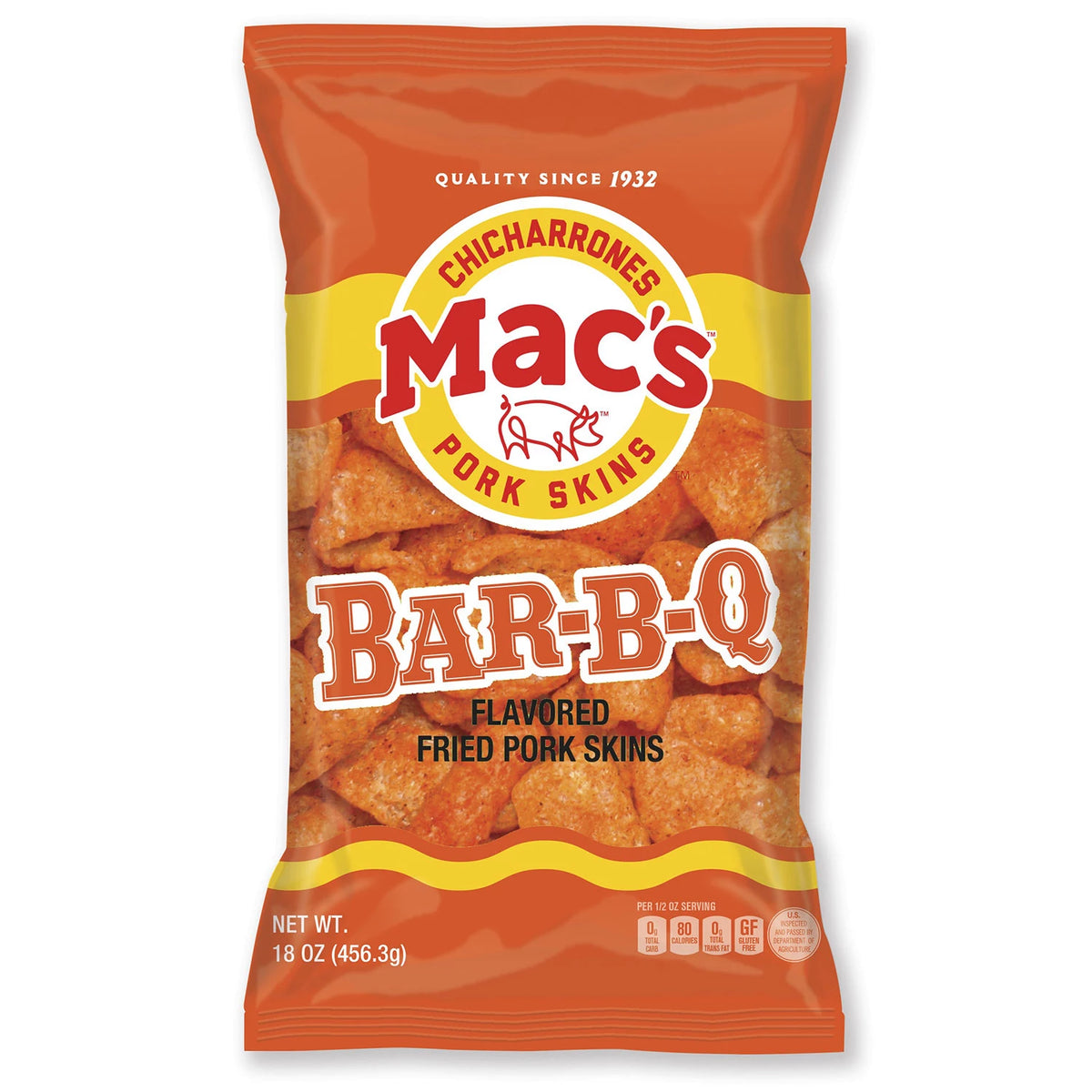 Mac's BBQ Pork Skins, 18 oz