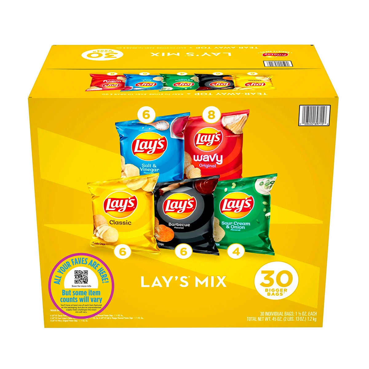 Lay's Mix Potato Chips Variety Pack, 30 ea