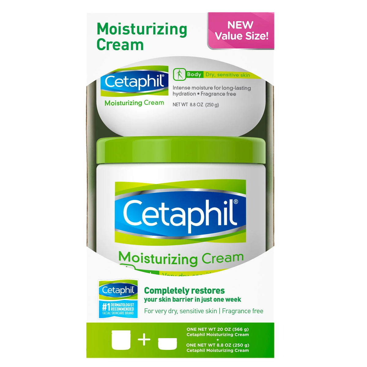 Cetaphil Moisturizing Cream for Very Dry or Sensitive Skin, Fragrance Free, 2 ea