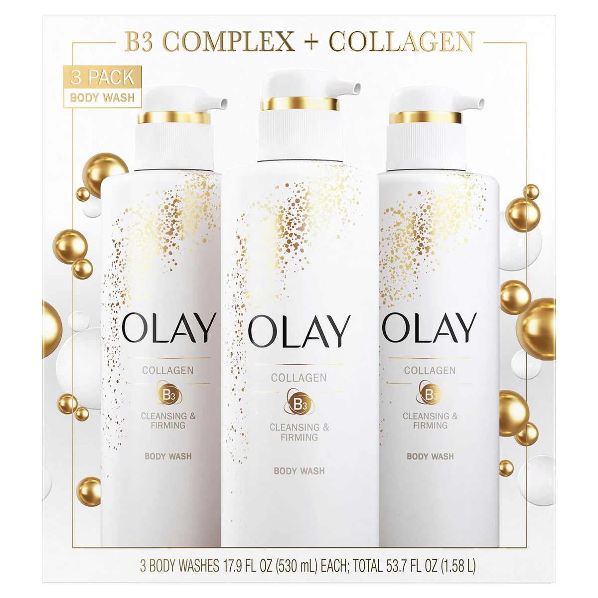Olay Collagen Cleansing & Firming Body Wash, 3 ea