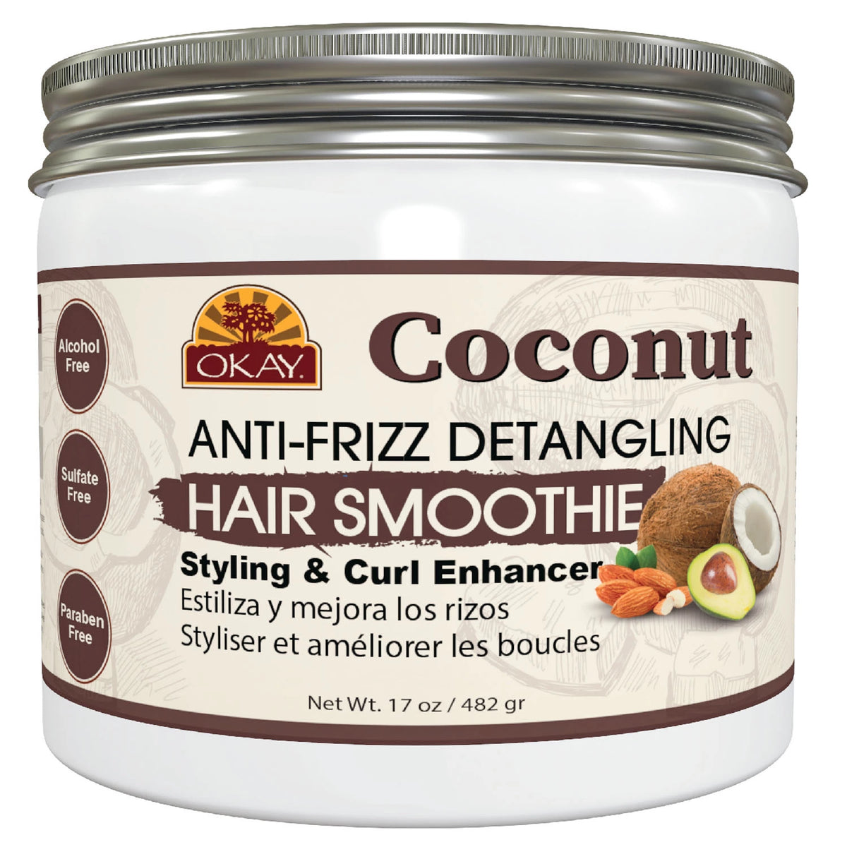 Okay Coconut Anti-Frizz Detangling Hair Smoothie Mask, 17 oz