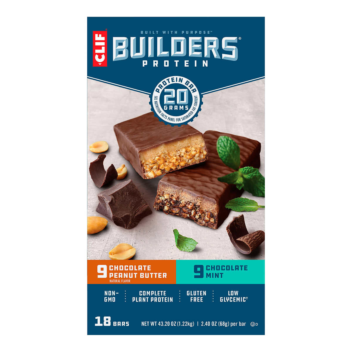 Clif Builder's Protein Bar, Variety Pack, 18 ea