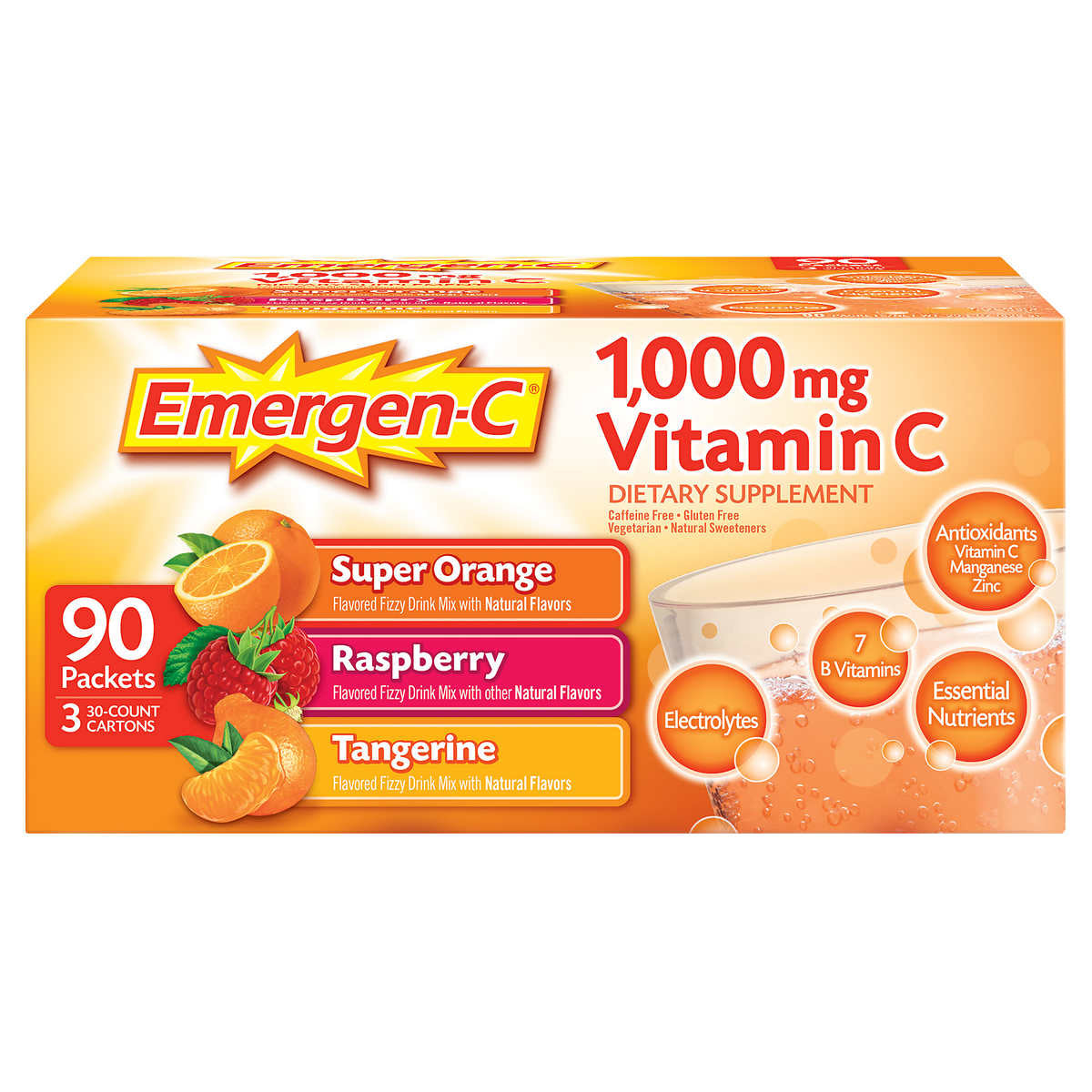 Emergen-C Vitamin C Mix Packets Pack, Variety, 90 ea