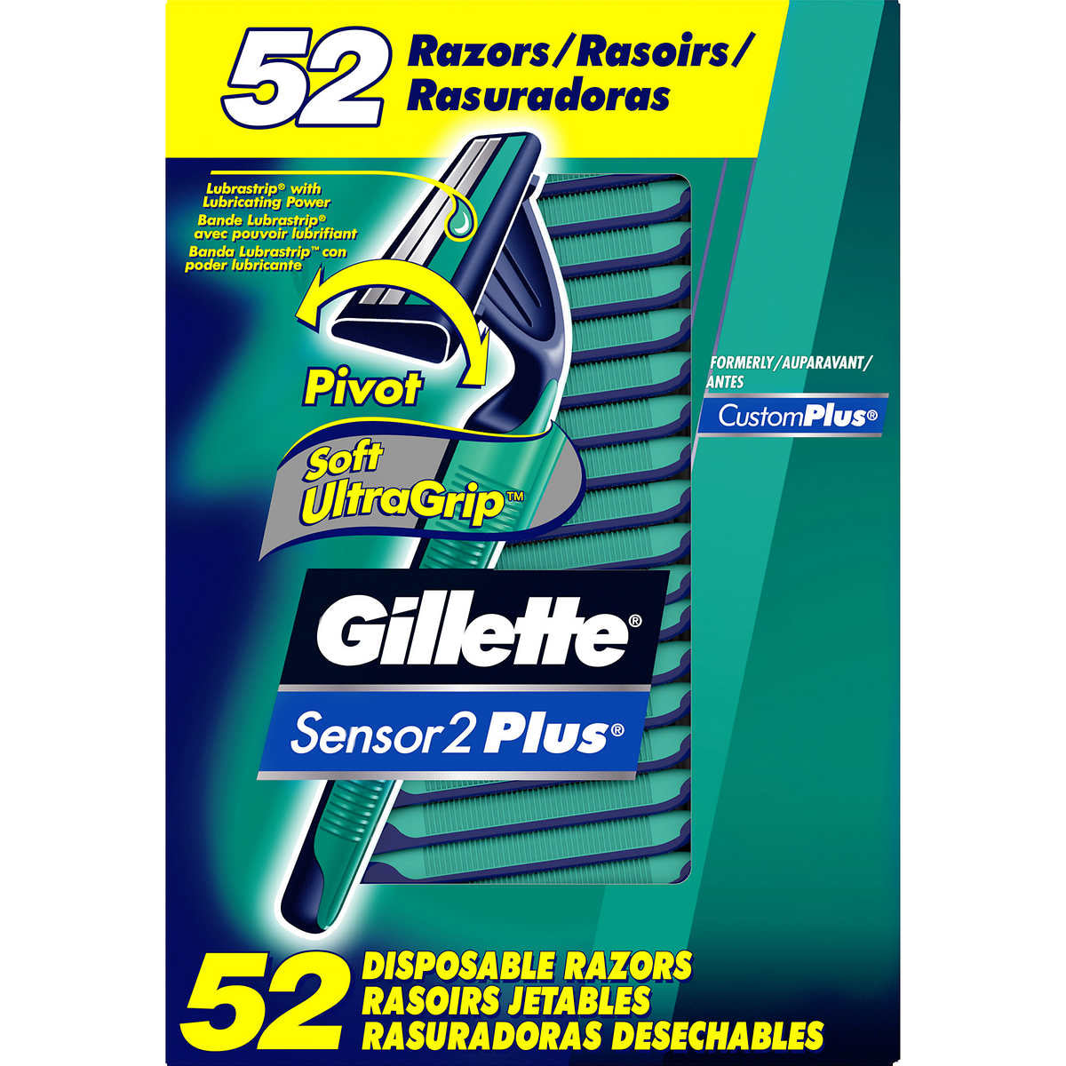 Gillette Sensor 2 Plus Disposable Razors, 52 ea