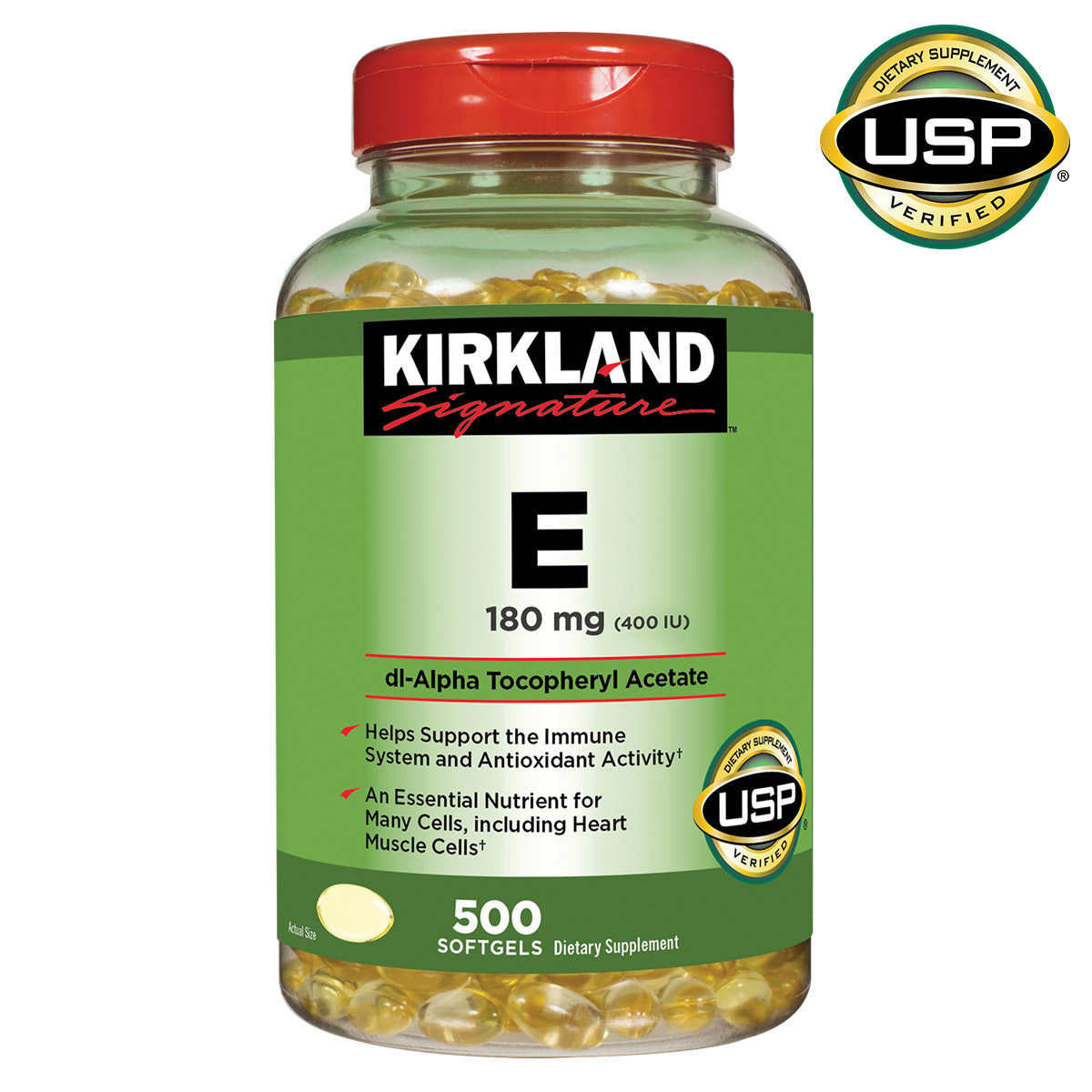 Kirkland Signature Vitamin E Softgels, 500 ea