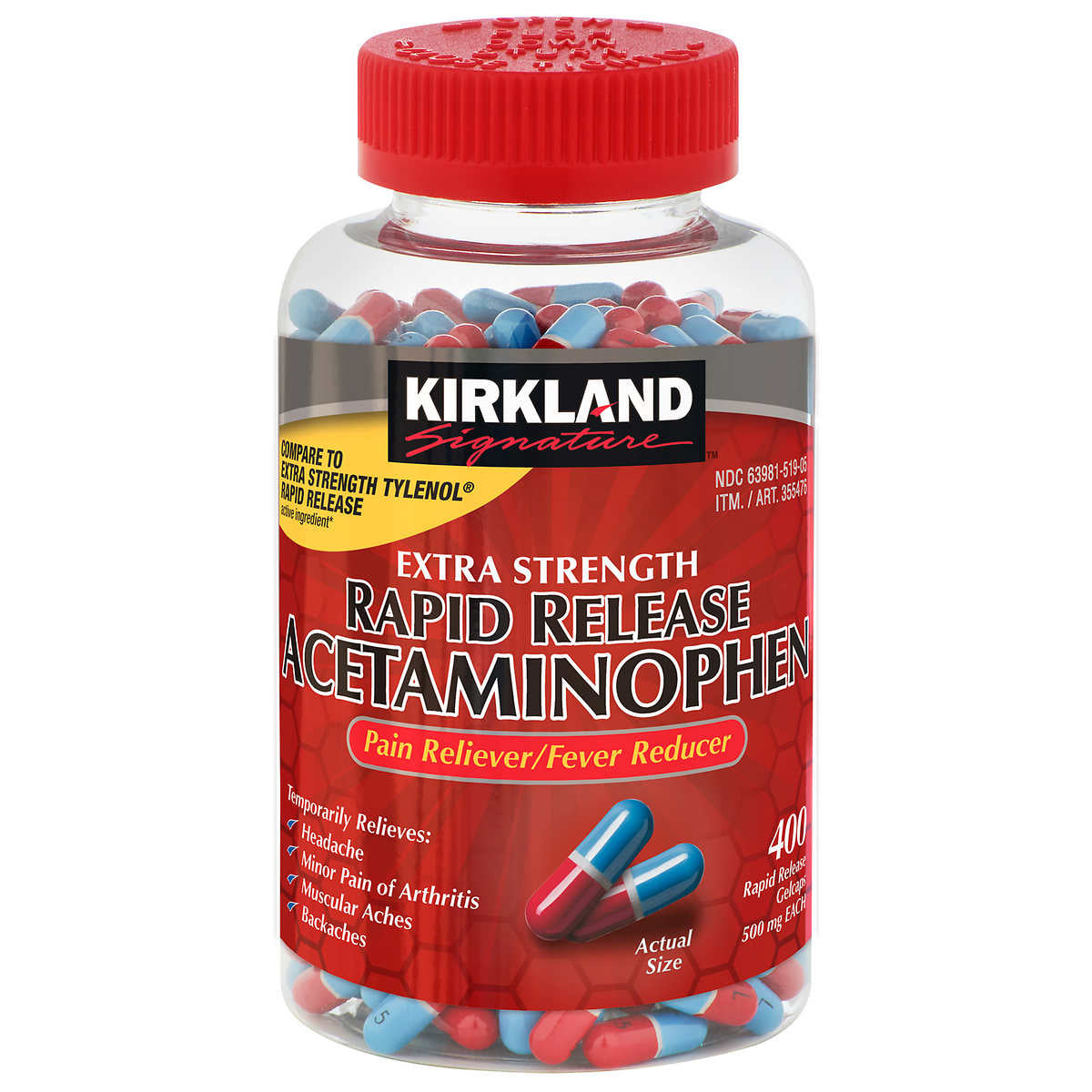 Kirkland Signature Rapid Release Acetaminophen Gelcaps, 400 ea