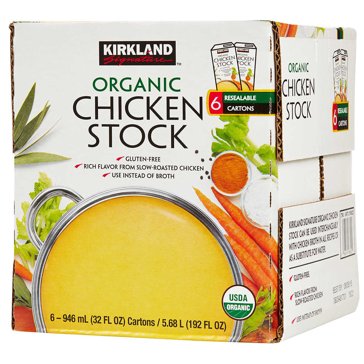 Kirkland Signature Organic Chicken Stock, 6 ea
