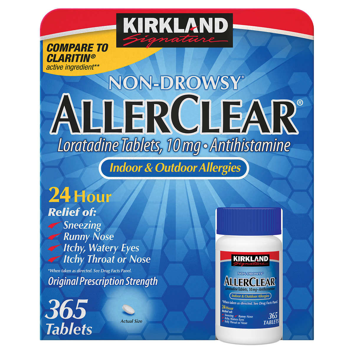 Kirkland Signature Non-Drowsy AllerClear Antihistamine Tablets, 365 ea