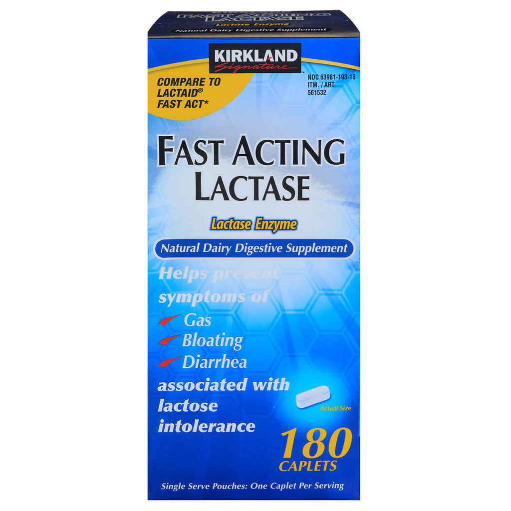 Kirkland Signature Fast Acting Lactase Caplets, 180 ea