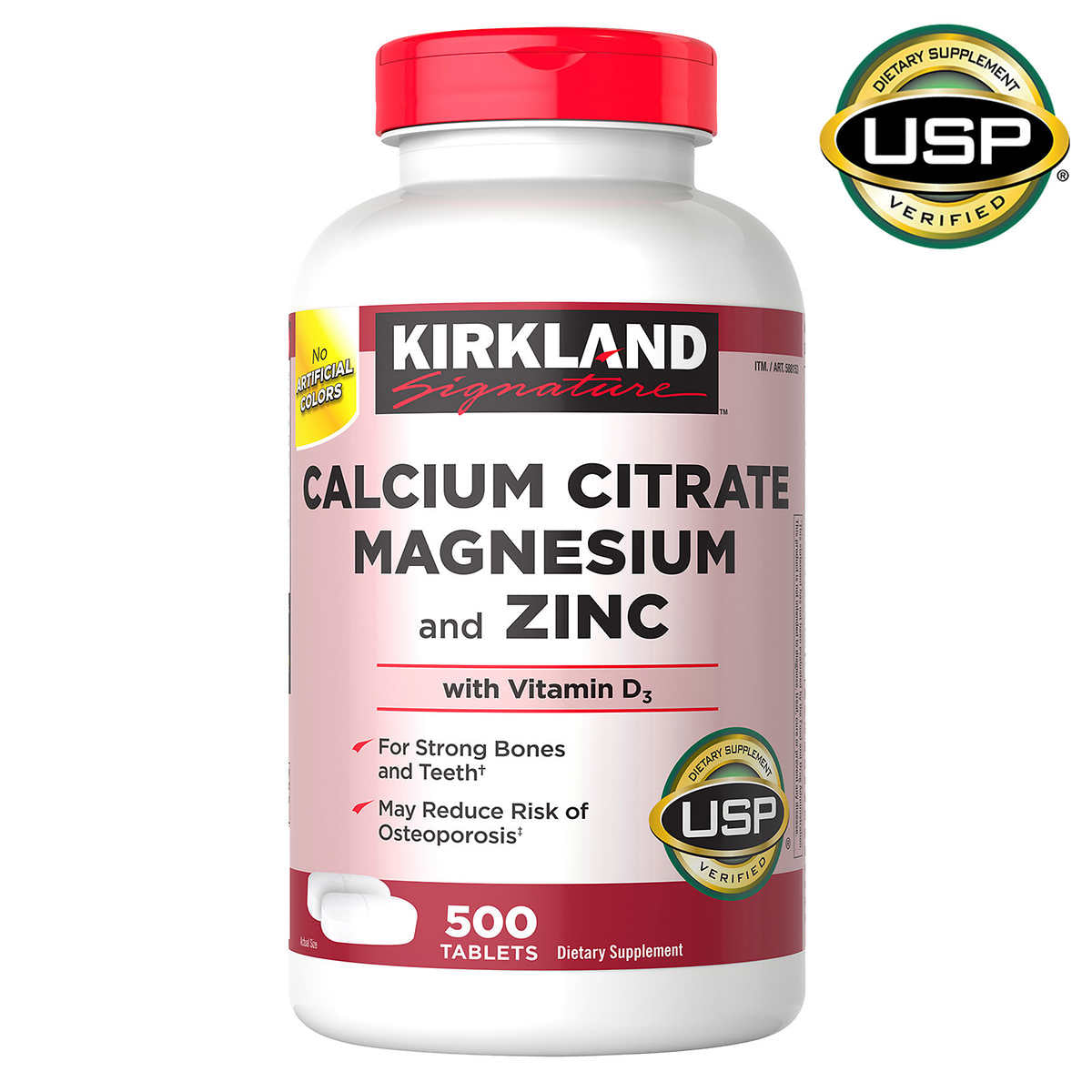 Kirkland Signature Calcium Citrate Magnesium and Zinc Tablets, 500 ea