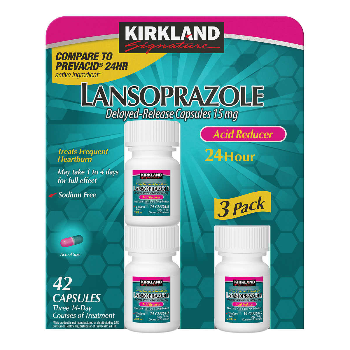 Kirkland Signature Lansoprazole Acid Reducer Capsules, 42 ea