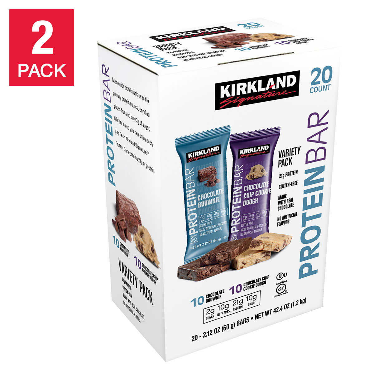 Kirkland Signature Protein Bars Cookie Dough and Chocolate Brownie, 2 ea