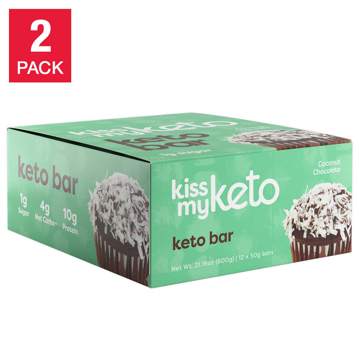 Kiss My Keto Bars Chocolate Coconut Pack, 2 ea