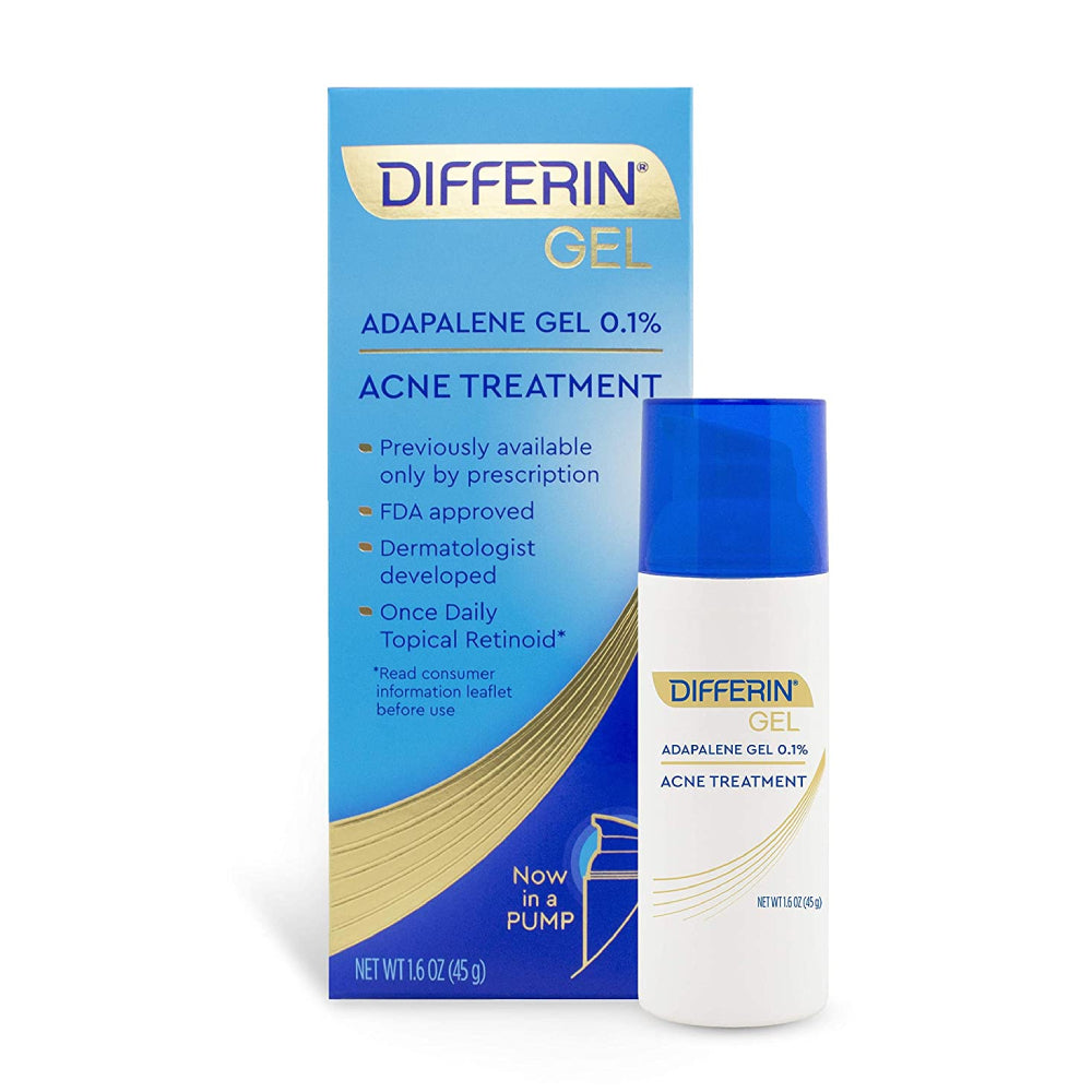 Differin Gel Retinoid Treatment for Face with 0.1% Adapalene Pump, 90 Day Supply, 45g